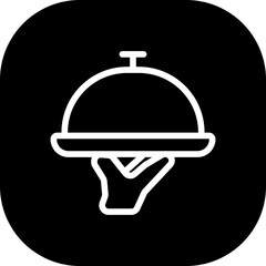 Food service hotel icon with black filled line outline style. service, food, dinner, restaurant, symbol, dish, kitchen. Vector Illustration