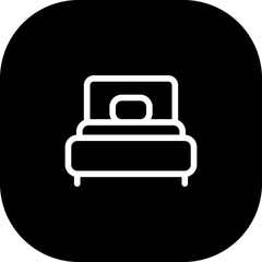 Single bed hotel icon with black filled line outline style. bed, single, bedroom, furniture, hotel, line, isolated. Vector Illustration