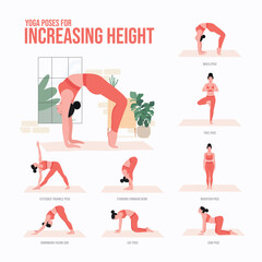 
Yoga poses For increasing height. Young woman practicing Yoga pose. Woman workout fitness, aerobic and exercises.