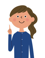 指を立てる若い女性　指差し