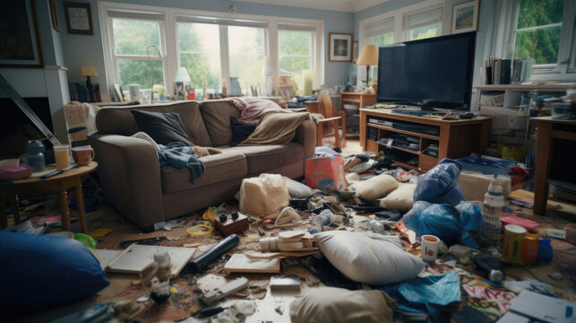 Messy man Living Room movie shot