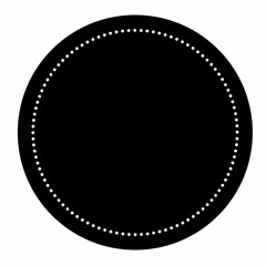 Fototapeta na wymiar black blank icon background with dash frame inside, blank circle label element design