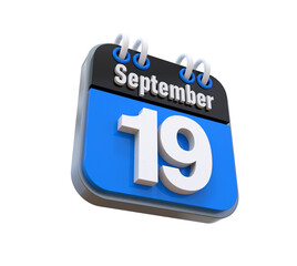 19 September Calendar 3d icon