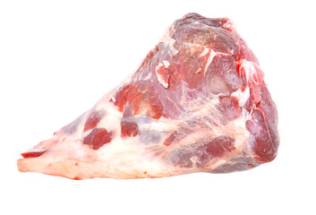 Raw lamb leg isolated on white background
