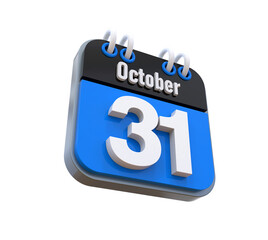 31 October Calendar 3d icon