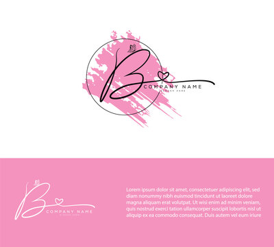 B B initial Signature logo with heart butterfly