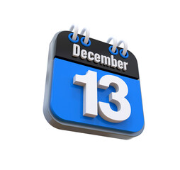 13 December Calendar 3d icon
