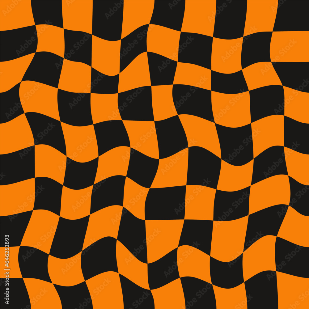Poster twisted checkered colorful background. abstract halloween vector seamless pattern. retro wavy psyche