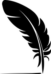 Bird feather depicted as a simple monochrome vector symbol for writing