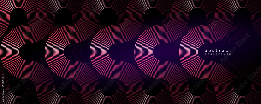 Aufkleber glowing red abstract geometric curves on blue gradient background. modern banner template design wit