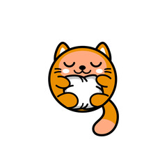 tor illustration. Cute red cat in cartoon style hugging a pillow.