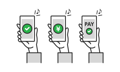 キャッシュレス決済　支払い完了　イラストセット