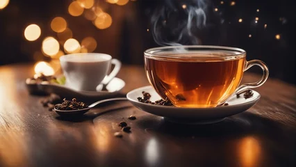 Fotobehang cup of tea in a cafe © Crimz0n
