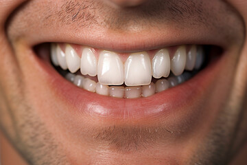 Obraz premium 男性の口元のクローズアップ「AI生成画像」