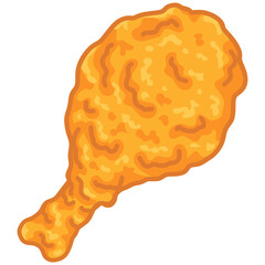 Fried Chicken Drumstick Doodle Drawing Illustration