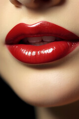 若い女性の口元のクローズアップ「AI生成画像」