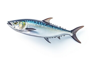 Naklejka premium Spanish mackerel slice or spotted mackerels isolated on white background