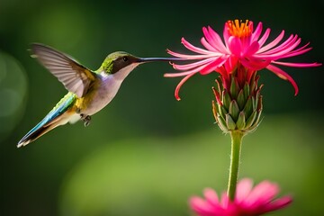 Naklejka premium hummingbird and flower