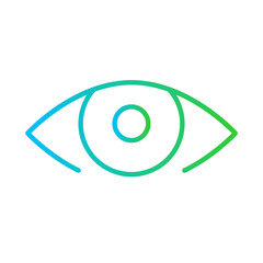 Eye cyber security icon with blue and green gradient outline style. eye, vision, human, see, look, symbol, eyeball. Vector Illustration
