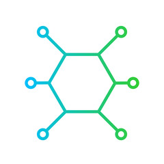 Network cyber security icon with blue and green gradient outline style. network, business, communication, internet, social, symbol, media. Vector Illustration