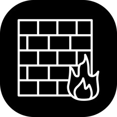 Firewall cyber security icon with black filled line outline style. firewall, security, internet, web, safety, protection, symbol. Vector Illustration