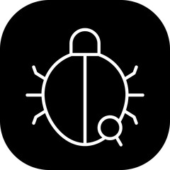 Bug detection cyber security icon with black filled line outline style. bug, computer, virus, detection, internet, error, malware. Vector Illustration