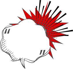 Obraz premium Pop art polka dots halftone speech bubble balloon with quotation marks and speed line, icon sticker memo keyword planner text box banner, flat png transparent element design