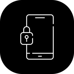 Smartphone security cyber security icon with black filled line outline. smartphone, technology, online, privacy, internet, lock, data. Vector illustration