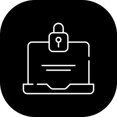 Laptop security cyber security icon with black filled line outline. technology, computer, cyber, network, security, digital, laptop. Vector illustration