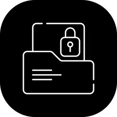 File cyber security icon with black filled line outline. file, document, business, folder, information, management, office. Vector illustration