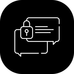 Chat cyber security icon with black filled line outline. chat, message, speech, communication, concept, web. Vector illustration