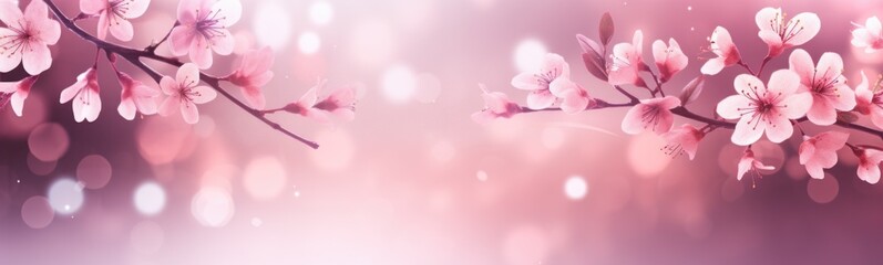 Spring pink flowers banner