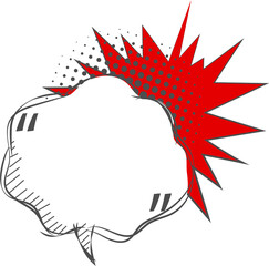 Pop art polka dots halftone speech bubble balloon with quotation marks, icon sticker memo keyword planner text box banner, flat png transparent element design