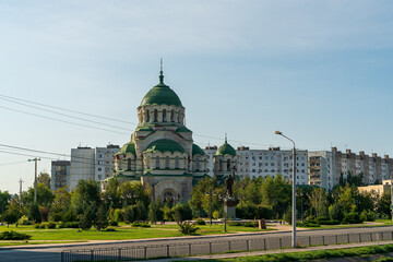 Fototapeta na wymiar Astrakhan, Russia. Cathedral of the Holy Equal-to-the-Apostles Prince Vladimir