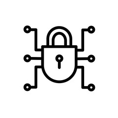 Connection cyber security icon with black outline style. network, communication, connection, social, internet, symbol, information. Vector Illustration