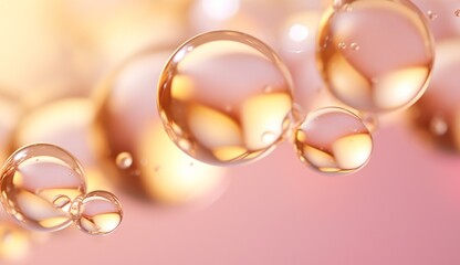 abstract golden warm and pastel texture background, serum or essence bubble,  collagen drop with advertising background
