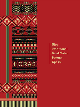 Vector ulos traditional batik from north Sumatra Indonesia seamless colorful textile.
