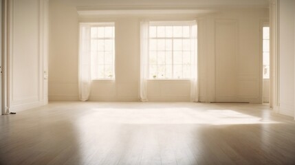 Obraz premium empty white room with window. Liminal space concept 