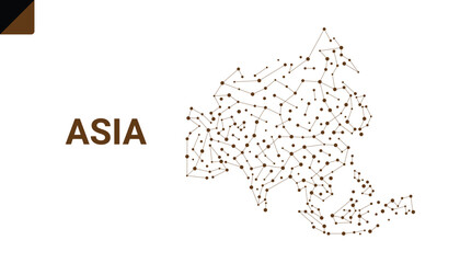 Map of Asia made from points and lines on a white background. Geopolitical connectivity technology concept. © cofficevit