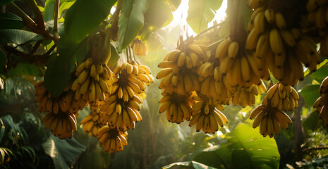 branches of bananas  - obrazy, fototapety, plakaty