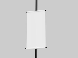 Street Pole Hanging Banner White Blank 3D Mockup