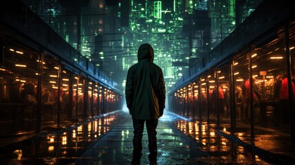 Intriguing hacking wallpaper: Matrix-style code, neon visuals, cyberpunk vibe
