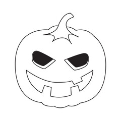 Single line pumpkin halloween face vector art illustration