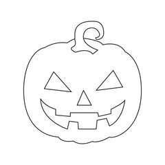 Single line pumpkin halloween face vector art illustration