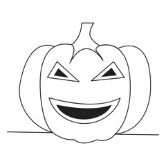 Single line pumpkin halloween face vector art illustration
