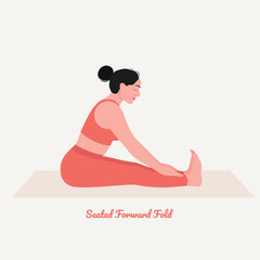 Seated forward fold pose. Young woman practicing Yoga pose. Woman workout fitness, aerobic and exercise