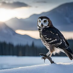 owl in the snow generated Ai