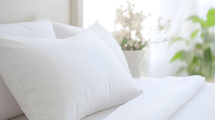 Fototapeta na wymiar Bed pillow at home interior contemporary bedroom,ai generate