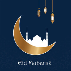 eid mubarak islamic festival social media banner template blue