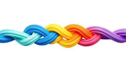 Braided colorful ropes isolated on white. Unity concept